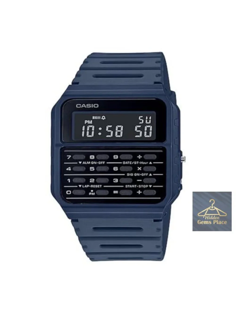 Casio CA-53WF-2B Digital Quartz Calculator Watch Resin Blue Mens